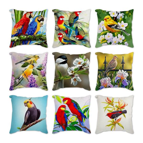 

cushion/decorative pillow flowers & birds cushion cover home fashion decoration throw case super soft short plush fundas de colchón