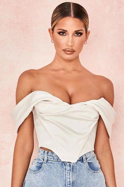 

women's tanks & camis celebrity bandage dress white one shoulder crop elegant back zipper vintage vestios woman night party outfit fanc