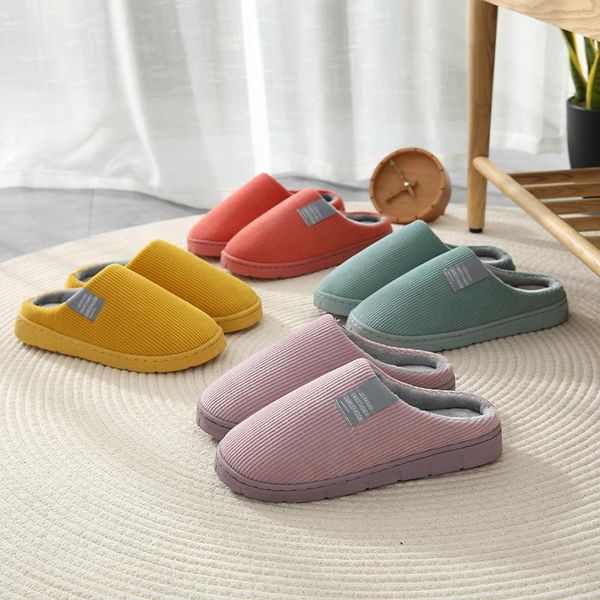 

slippers 2022 women winter home man cartoon shoes non-slip soft autumn warm house indoor lovers couples, Black