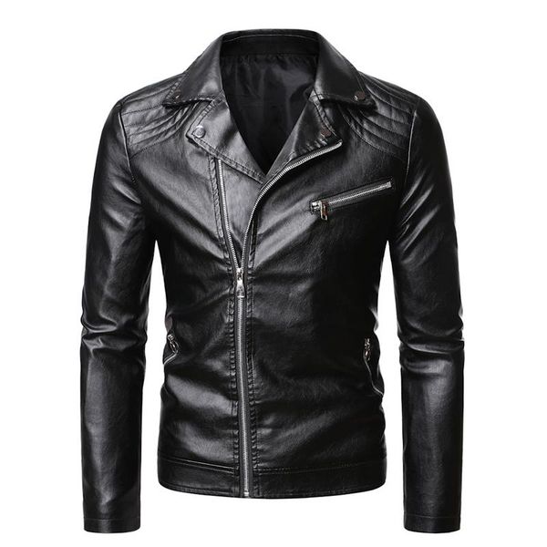 

men's fur & faux leather jacket men fashion streetwear biker coat punk style motorcycle pu outwear, Black