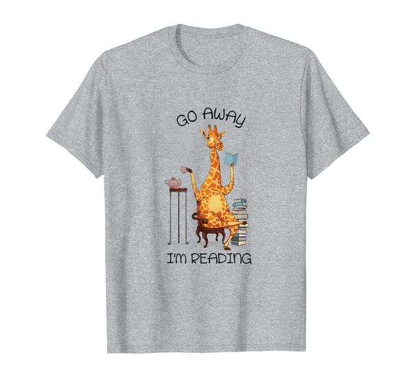 

go away i'm reading giraffe and tea comic graphic t-shirt, White;black