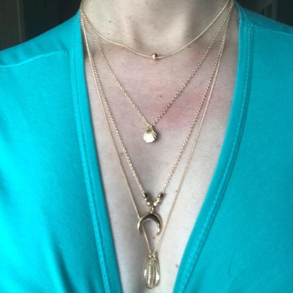 

pendant necklaces multilayer crystal moon & pendants for women vintage charm gold choker necklace 2021 bohemian jewelry wholesale, Silver