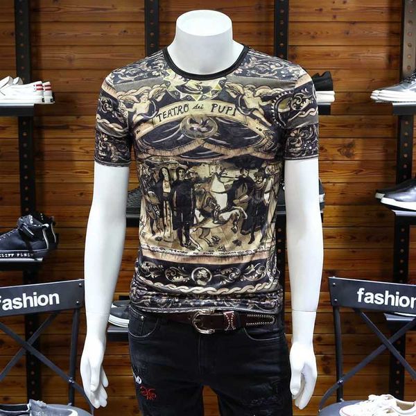 

men's t-shirts manga short shirt fashionable men's thin impression 3l07, White;black