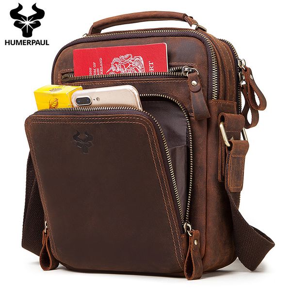 

men's leather shoulder crazy horse leather messenger bag men's bag