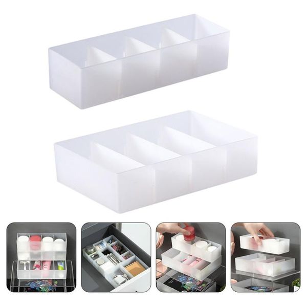 

2pcs multi-grid organizing box stationery container household storage boxes & bins