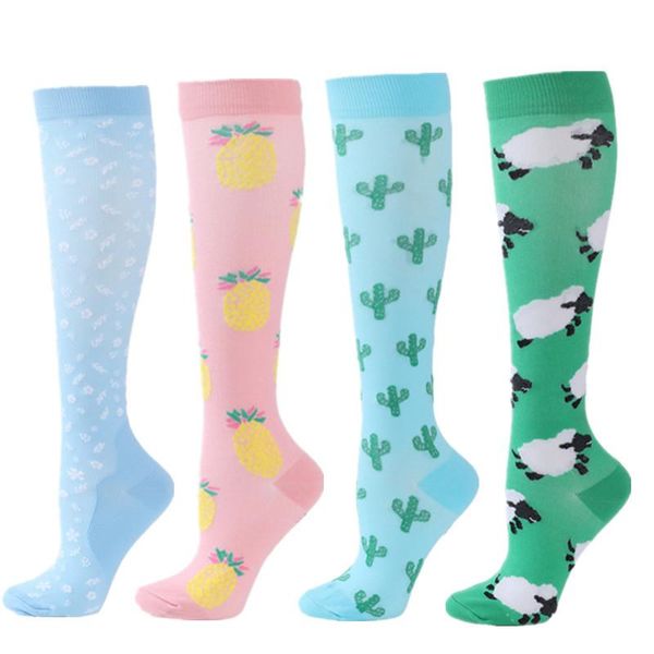 

men's socks compression women men nurses for athletic fitness crossfit flight travel outdoor marathon long pressure stockings, Black
