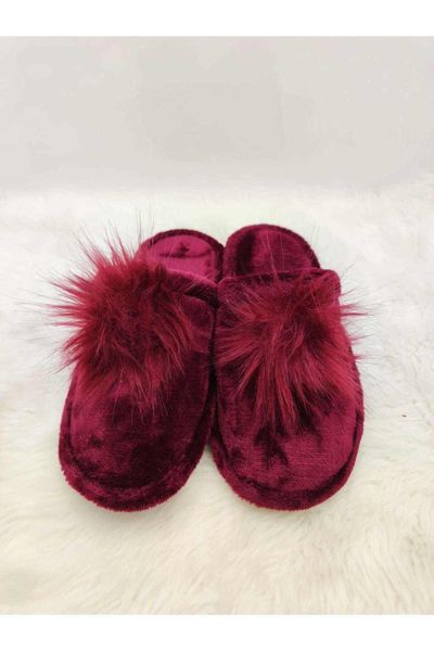 

slippers women pompom home slipper, Black