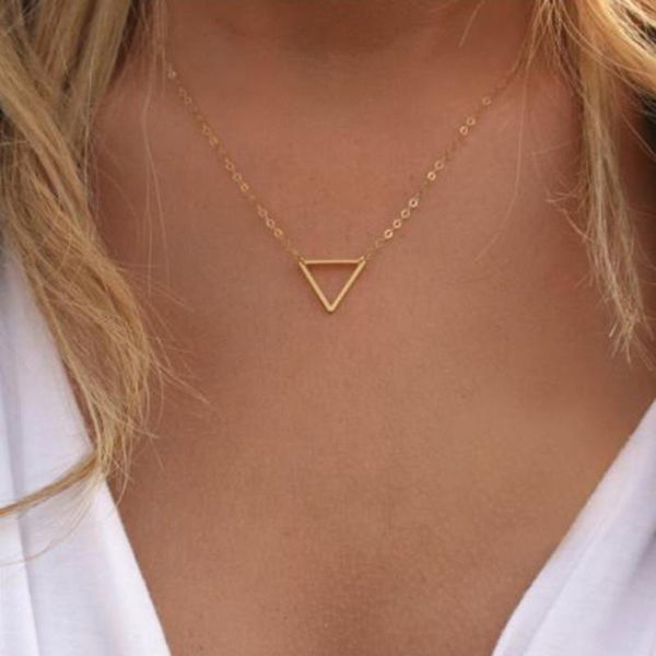 

chains simple necklaces triangle necklace delicate minimal for women charm, Silver