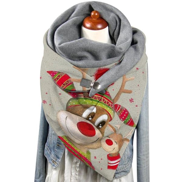 

scarves women winter autumn scarf fashion merry christmas printing button soft wrap casual warm shawls foulard neck bandana, Blue;gray