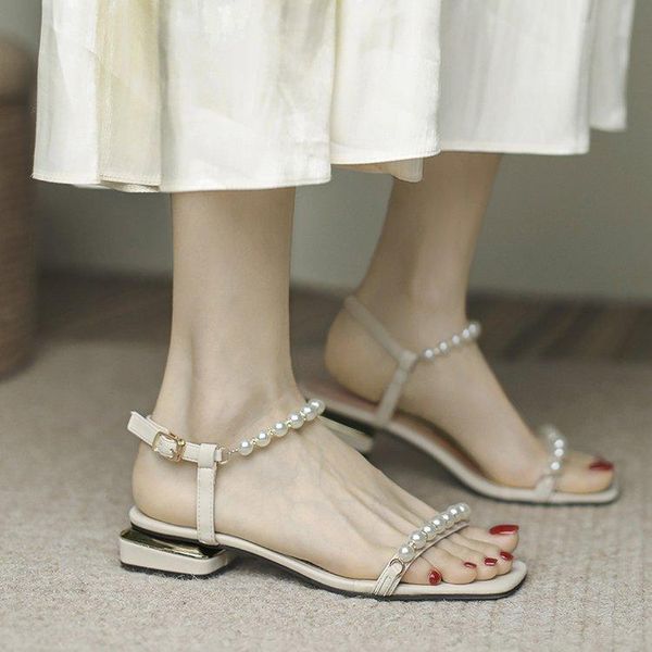 

sandals flat sandal shoe suit female beige 2021 summer buckle strap women's heels without black pearl gladiator low girls clear comfort