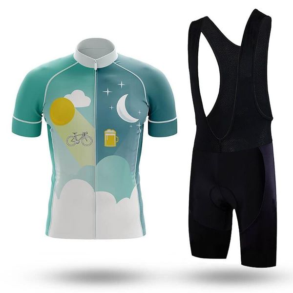 

racing sets 2021 summer men's short sleeve shorts mountain bike cycling suit road breathable and quick-drying fabric slim simple, Black;blue