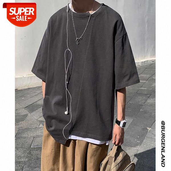 

pure color short-sleeved shirt men's casual five-point sleeve korean version of the trend all-match half-sleeved t-shirt #pu13, White;black