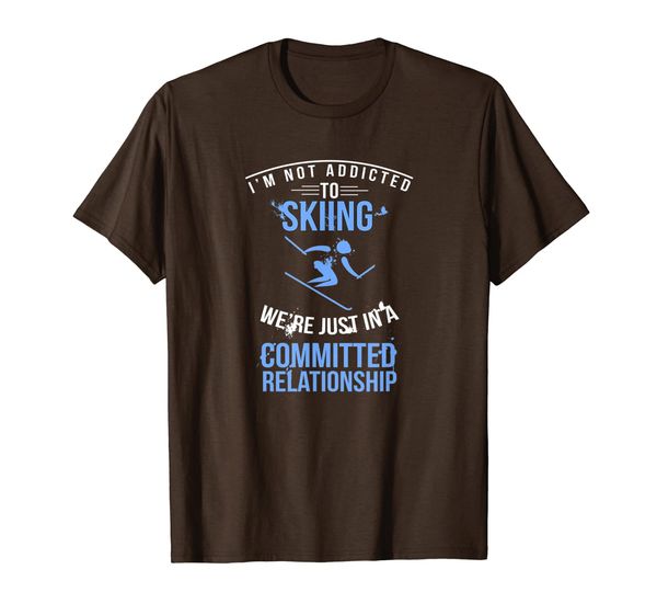 

cool funny addicted skiing committed relationship t-shirt, White;black