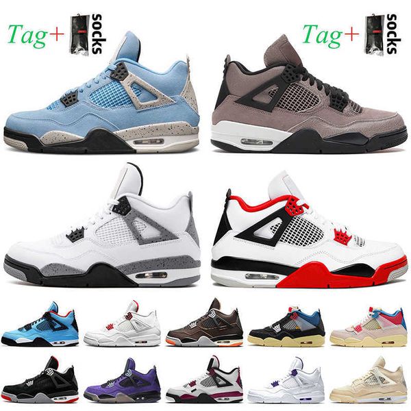 

2021 basketball shoes jumpman 4 4s mens womens retro university blue taupe haze white cement fired red travis undefeate purple metallic