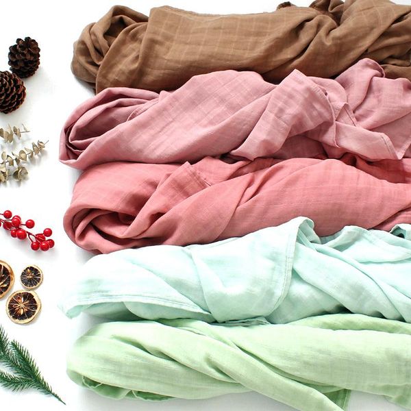 

solid-colored double-layer gauze wrap muslin baby bag by holding born napkin blanket blankets & swaddling