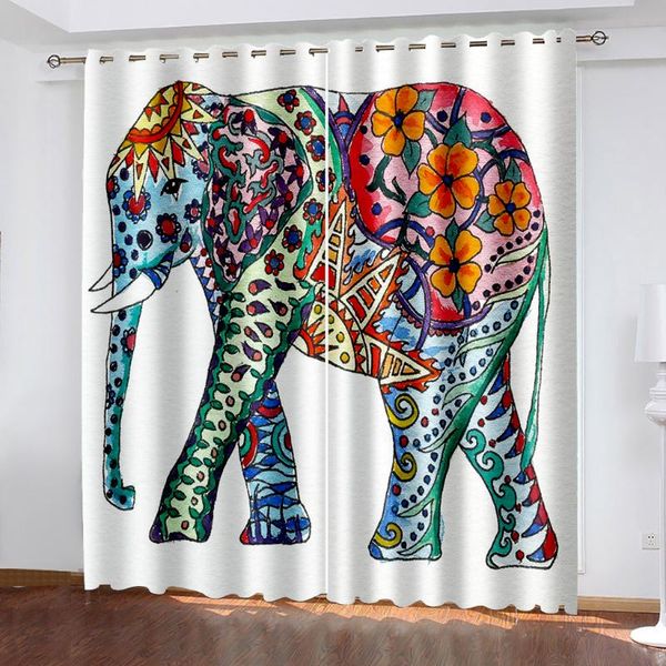 

curtain & drapes modern home decoration blackout 3d stereoscopic lifelike abstract geometric pattern elephant custom curtains