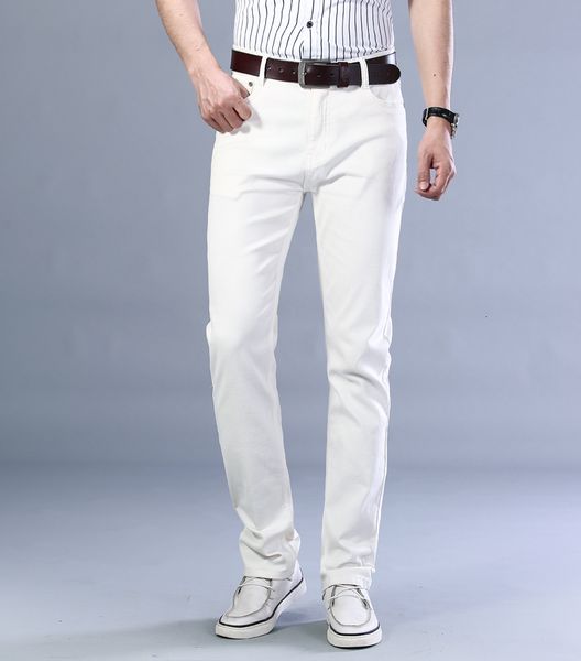 

jeans men's style fashion business casual straight stretch jeans wine red, Blue