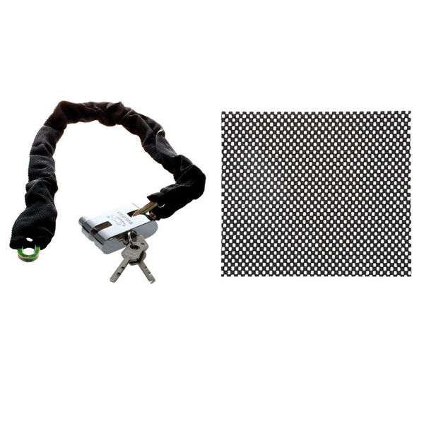 

bike locks 1 pcs car anti non slip sticky mat pad & 132cm reinforced motorcycle bicycle chain lock