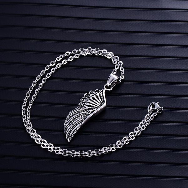 

pendant necklaces for mens feather stainless steel hip hop necklace jewelry of liberty gifts male accessories, Silver
