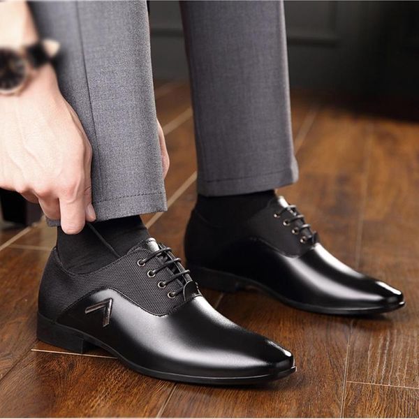 

dress shoes men formal leather luxury fashion wedding business casual oxford, Black