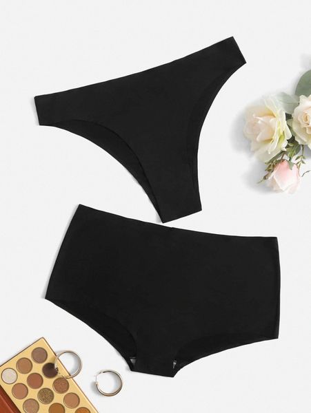 

2pack plus no show panty d4yi#, Black;white