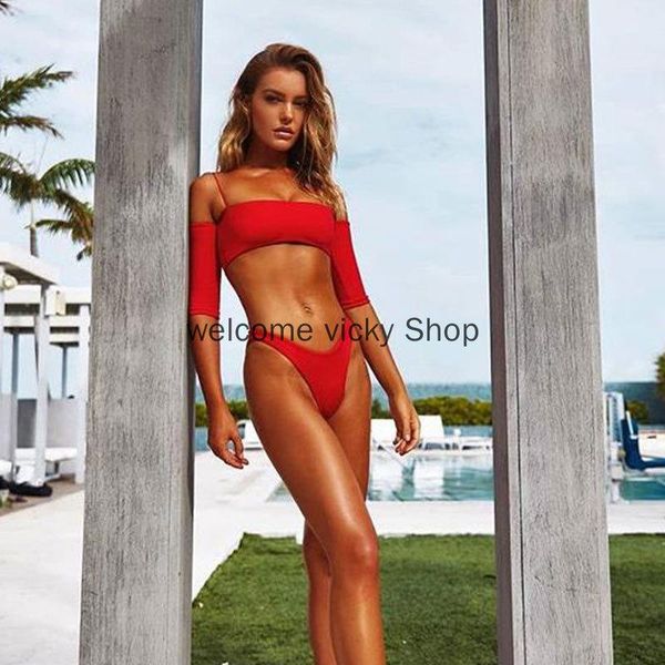 

bikini split swimsuit women's bra long sleeve swimwear, White;black