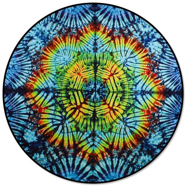 

carpets tie-dye ethnic blue watercolor color round rug for living room home decor kids children's bedroom area rugs mats