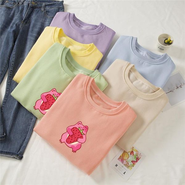 

cotton sweatshirt women hoodie frog crewneck pullover funny oversized sweatshirts cartoon long sleeve streetwear ladies women's hoodie, Black