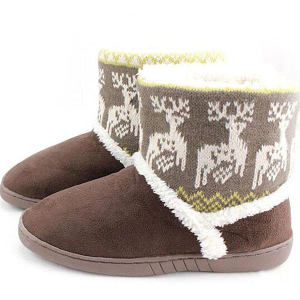 

boots deer snow booties women's shoes female thicken mid-calf winter elk warm ladies couple plushshort ankle fur botas, Black