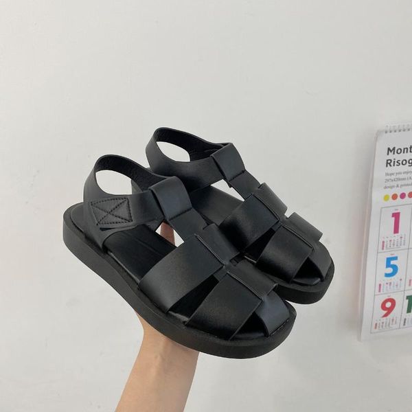 

sandals for women leather summer shoes fashion decoration sneakers footwear zapatos de mujer plataforma beach, Black