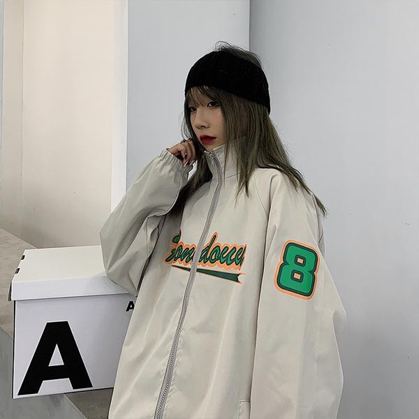 

women's jackets spring jacket autumn baseball varsity coat zip up for women 2021 slim boho, Black;brown