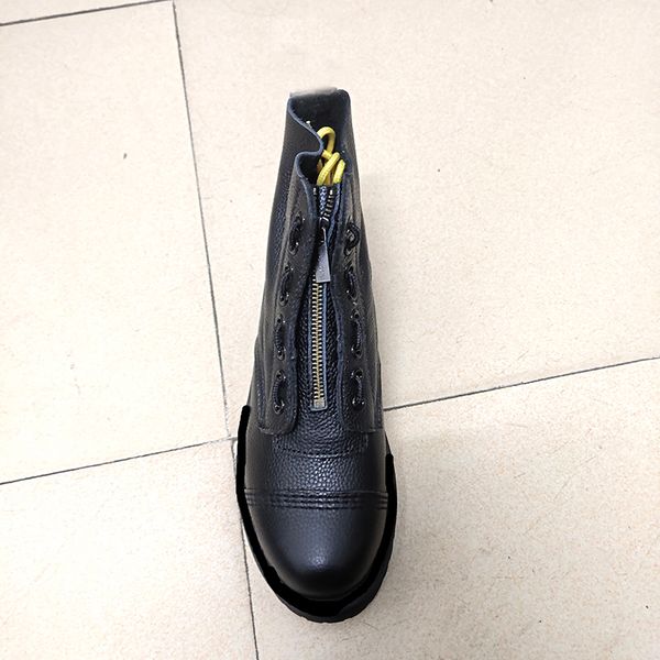 

women designer martins boots real leather with front zipper, Black