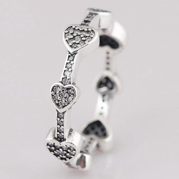 

cluster rings 2021 925 sterling silver pan ring creative heart to with crystal for women wedding party fashion jewelry, Golden;silver