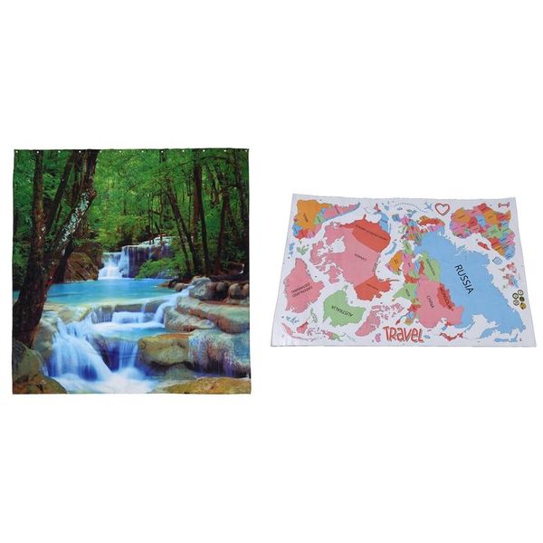 

wall stickers 3d waterfall scenery waterproof shower curtain with removable