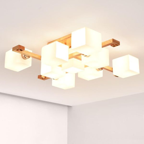 

tatami square led chandelier for kids bedroom wooden indoor lustre japanese country style lamp chandeliers