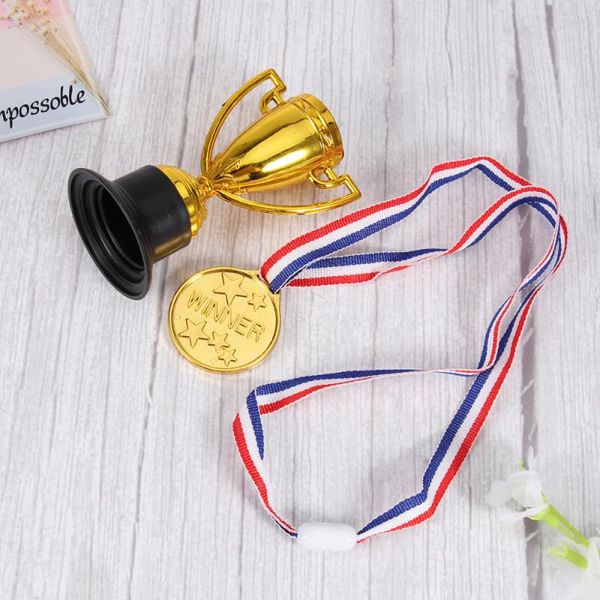 

24pcs children's toys mini gold cups and medals for party supplies early learning prizes(12*trophie favor