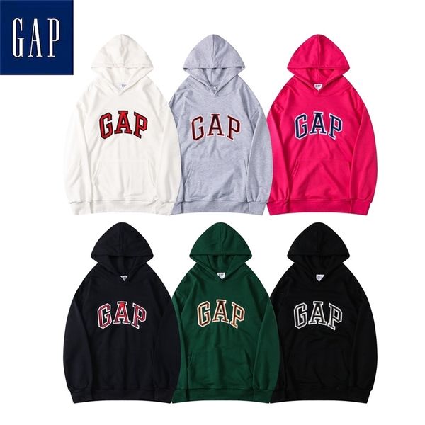 

fashion brand men's and women's casual loose letter embroidered hooded sweater lovers' hoodie hip hop jacket, Black