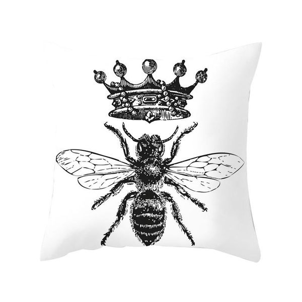 

cushion/decorative pillow double sides printed nordic style black and white geometric crown bee cover home sofa cushion 45x45cm