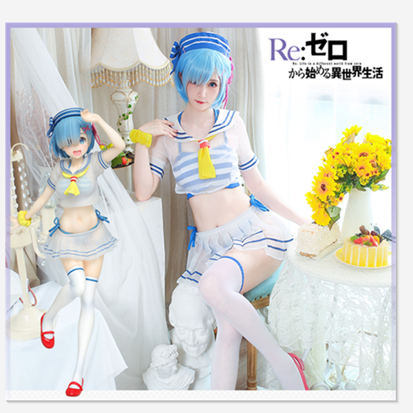 

anime costumes anime rem cosplay costume women sailor suit re life in a different world from zero cosplay costume cos wigs rem, Black