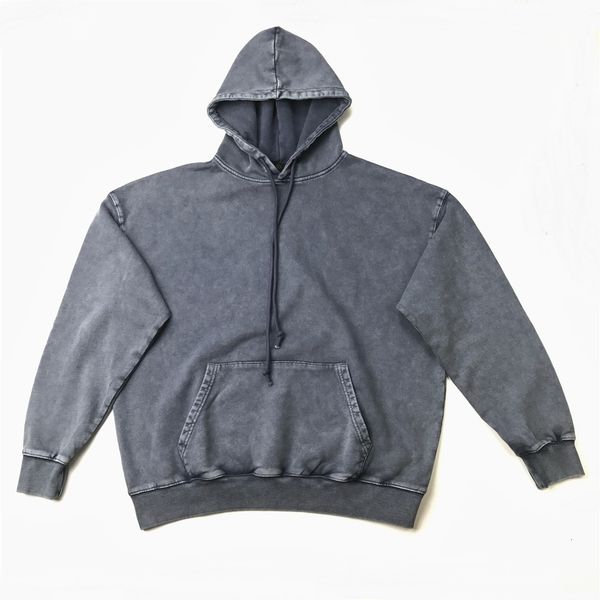 

sweatshirts kanye west oversize distressed hoodie garment-washed men hip hop streetwear, Black