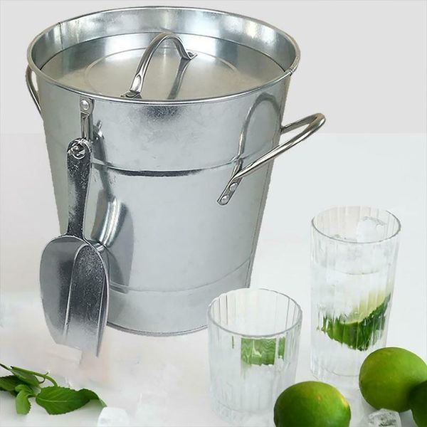 

double layer ices bucket galvanized with shovel party ti99 ice buckets and coolers