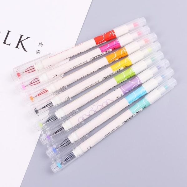 

gel pens 50la 8pcs double headed drawing mark fluorescent pen cute art highlighter stationer