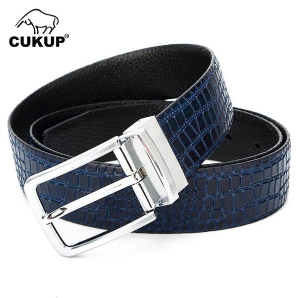 

quality crocodile pattern genuine leather belts alloy clasp rotary buckle metal classic retro styles belt nck708, Black;brown