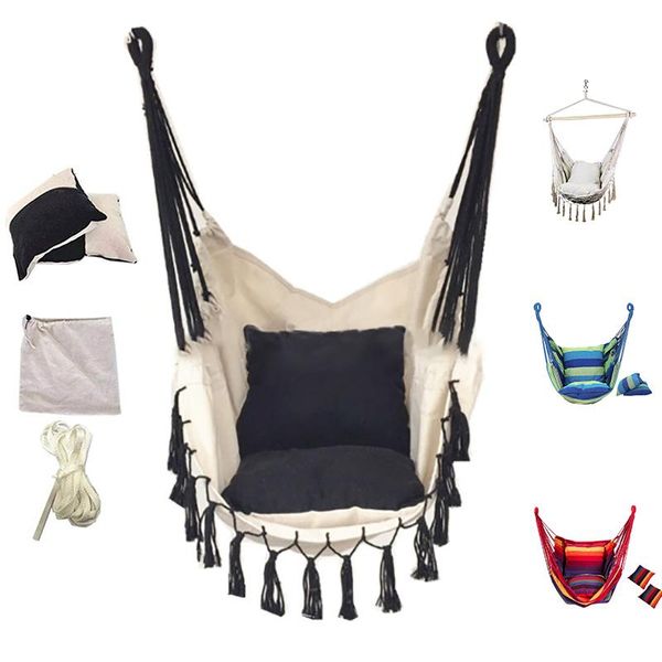 

maximum load 150kg tassel garden hammock chair portable travel camping hanging swing for furniture camp