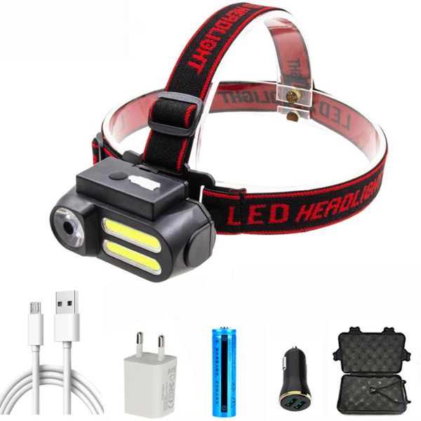 

led headlamp xp-g q5 cob headlight use rechargeable 18650 battery head lamp torch for fishing camping hiking light headlamps