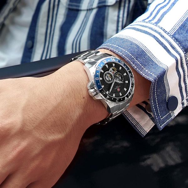 

wristwatches naviforce luxury full steel self-wind mechanical watches 24 hour 10atm dive automatic miyota movement business, Slivery;brown