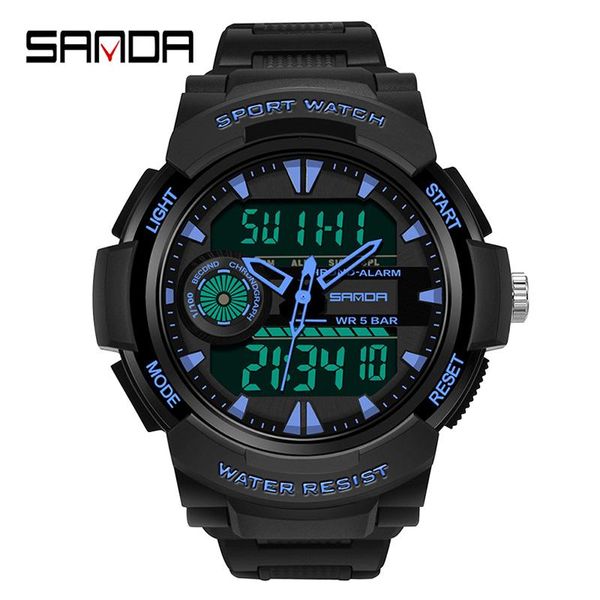 

wristwatches military watch men waterproof sport watches quartz clock dual display led digital wristwatch for montre homme, Slivery;brown