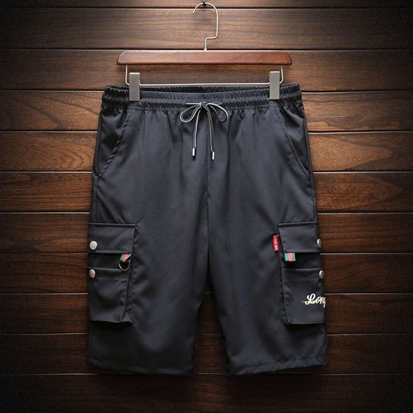 

pants casual summer youth trend tooling capris wear, Black