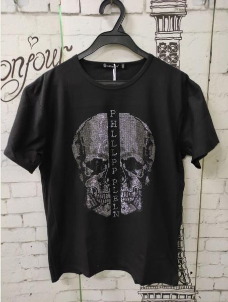 

men's t-shirts more size m-5xl skull strass t-shirts of men will see upper t neck fine fit tshirts, White;black