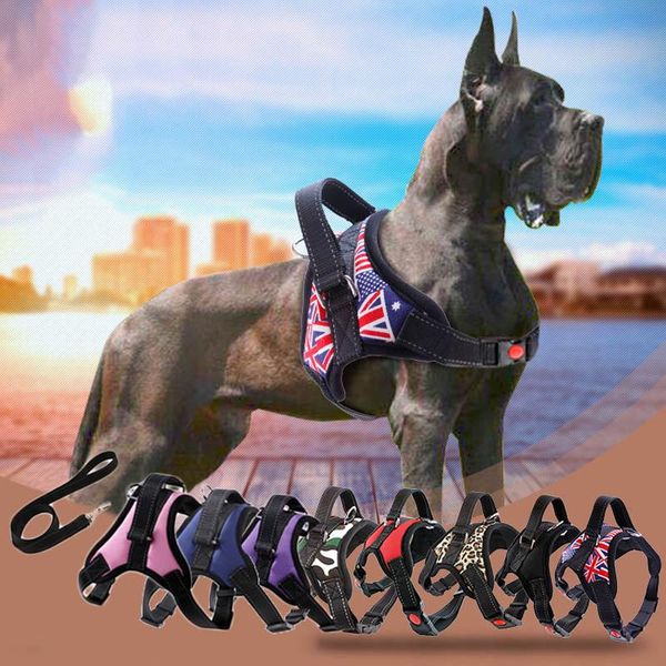 

dog collars & leashes pets harness vest reflective tape breathable mesh pet dogs leash accessories products s/m/l/xl tb sale